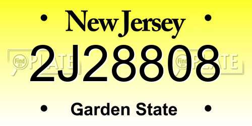 2J28808 New Jersey License Plate