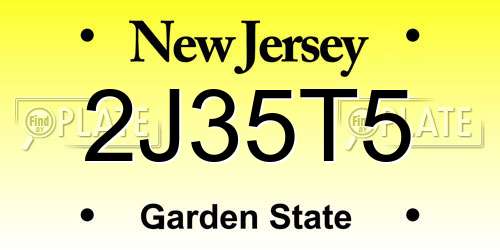 2J35T5 New Jersey License Plate