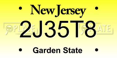 2J35T8 New Jersey License Plate