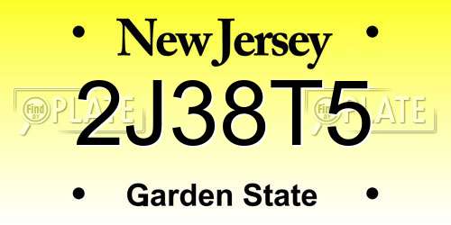 2J38T5 New Jersey License Plate