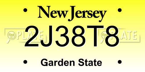 2J38T8 New Jersey License Plate