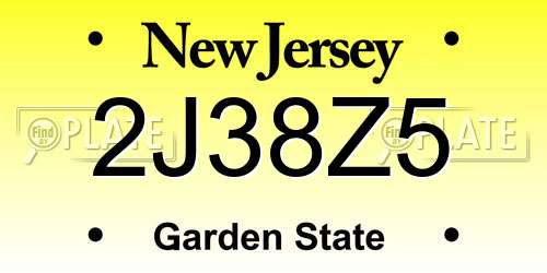 2J38Z5 New Jersey License Plate