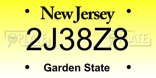 2J38Z8 New Jersey License Plate