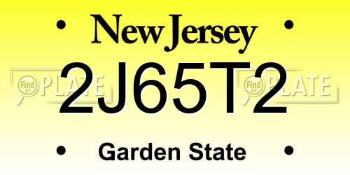 2J65T2 New Jersey License Plate