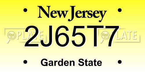 2J65T7 New Jersey License Plate