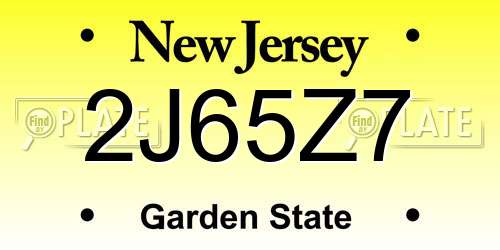 2J65Z7 New Jersey License Plate