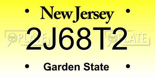 2J68T2 New Jersey License Plate