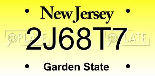 2J68T7 New Jersey License Plate