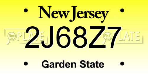 2J68Z7 New Jersey License Plate