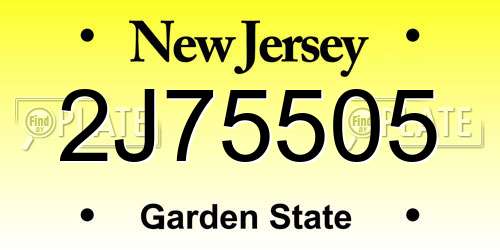 2J75505 New Jersey License Plate