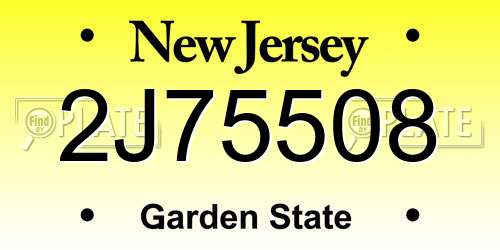 2J75508 New Jersey License Plate