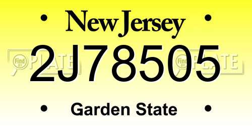 2J78505 New Jersey License Plate