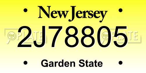 2J78805 New Jersey License Plate