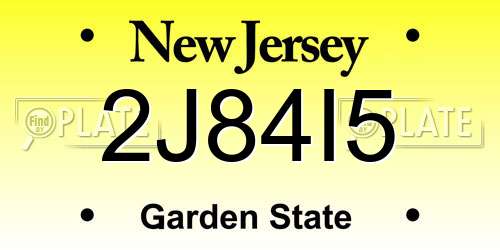 2J84I5 New Jersey License Plate