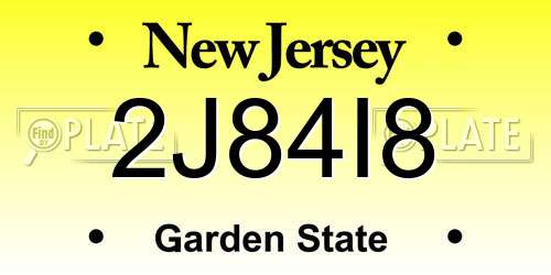 2J84I8 New Jersey License Plate