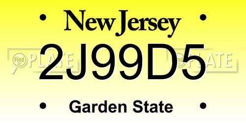 2J99D5 New Jersey License Plate