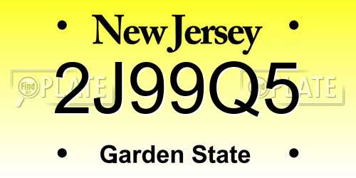 2J99Q5 New Jersey License Plate
