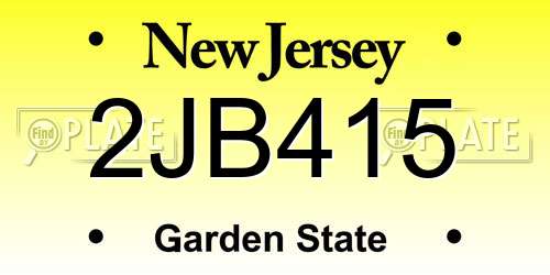 2JB415 New Jersey License Plate