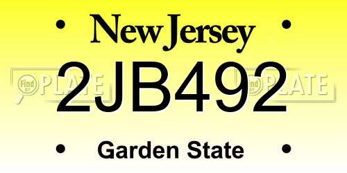 2JB492 New Jersey License Plate