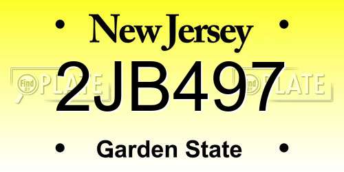 2JB497 New Jersey License Plate