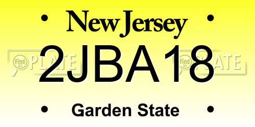 2JBA18 New Jersey License Plate