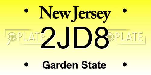2JD8 New Jersey License Plate