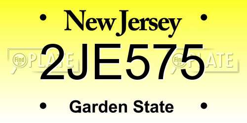 2JE575 New Jersey License Plate