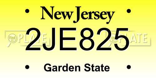 2JE825 New Jersey License Plate