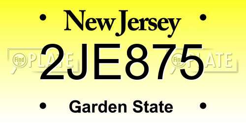 2JE875 New Jersey License Plate