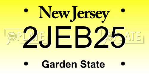 2JEB25 New Jersey License Plate