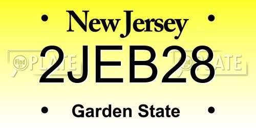 2JEB28 New Jersey License Plate