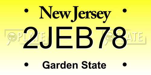 2JEB78 New Jersey License Plate