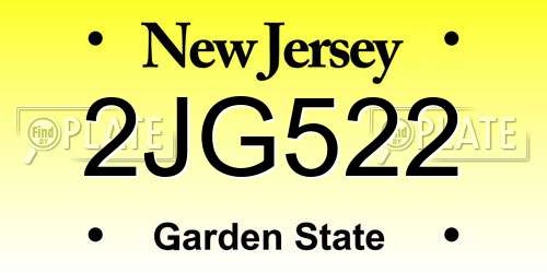 2JG522 New Jersey License Plate