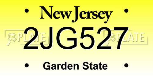 2JG527 New Jersey License Plate