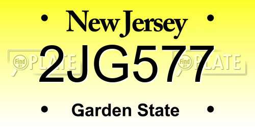 2JG577 New Jersey License Plate