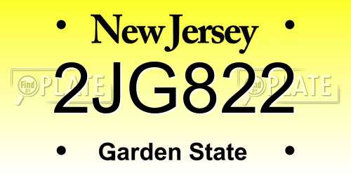 2JG822 New Jersey License Plate