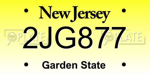 2JG877 New Jersey License Plate