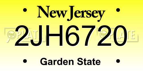 2JH6720 New Jersey License Plate
