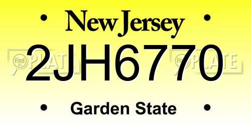 2JH6770 New Jersey License Plate