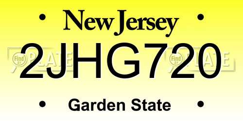2JHG720 New Jersey License Plate