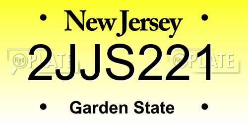 2JJS221 New Jersey License Plate