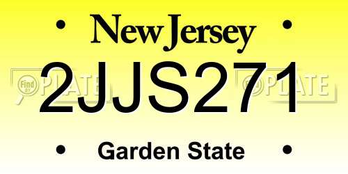 2JJS271 New Jersey License Plate