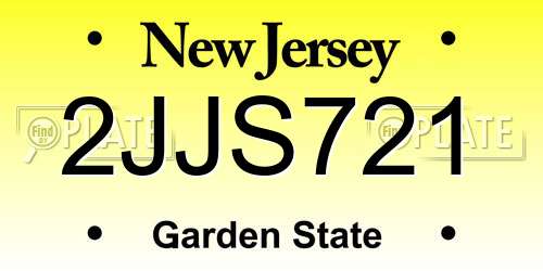 2JJS721 New Jersey License Plate