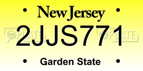 2JJS771 New Jersey License Plate