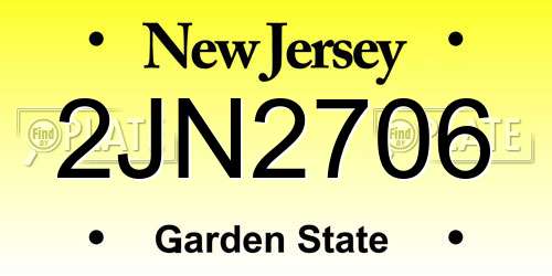 2JN2706 New Jersey License Plate