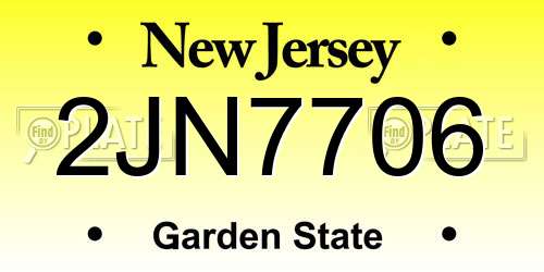 2JN7706 New Jersey License Plate