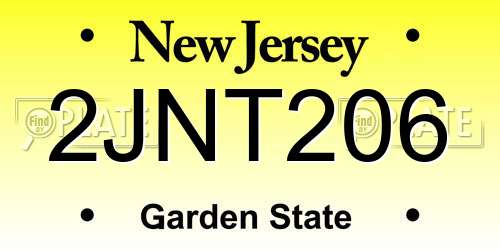 2JNT206 New Jersey License Plate