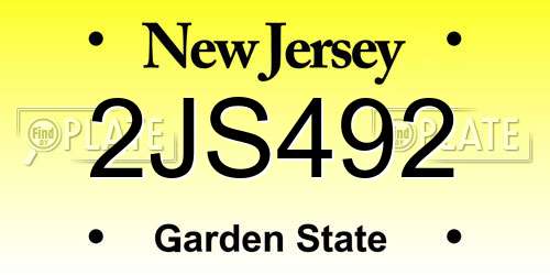 2JS492 New Jersey License Plate
