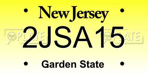 2JSA15 New Jersey License Plate