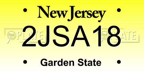 2JSA18 New Jersey License Plate